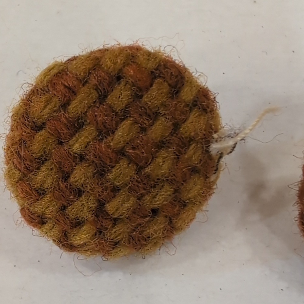 Set of 15 VTG Round Woven Buttons Brown Orange Accents Craft Sewing Apparel - Picture 2 of 4